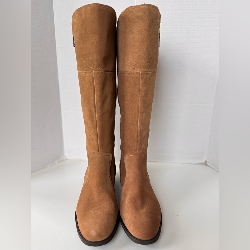UGG SORENSEN CHESTNUT TALL EQUESTRIAN LEATHER SUEDE BOOTS WOMENS SIZE 9 - Picture 3 of 11